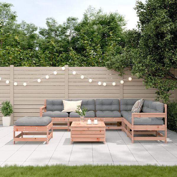 vidaXL Salon de jardin 8 pcs avec coussins bois massif douglas