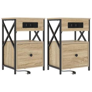 vidaXL Cabinet de chevet 2 pc Ch&ecirc;ne Sonoma 40 x 31 x 60 cm