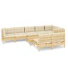 vidaXL Salon de jardin 9 pcs avec coussins cr&egrave;me bois de pin massif