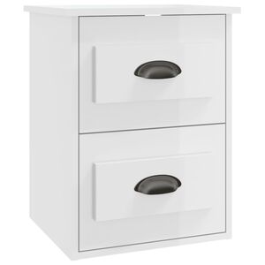 vidaXL Table de chevet murale blanc brillant 41,5x36x53 cm