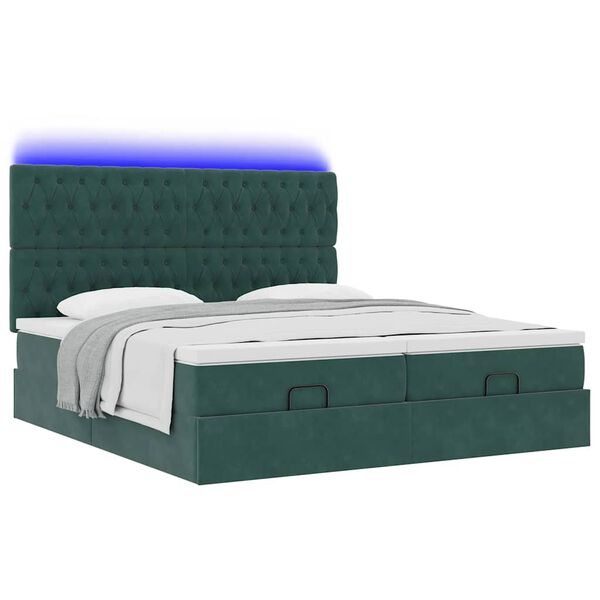 VidaXL Cadre de lit ottoman avec matelas vert fonc&eacute; 180x200cm velours