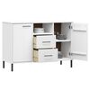 vidaXL Buffet avec pieds en métal Blanc 113x40x77 cm Bois massif OSLO