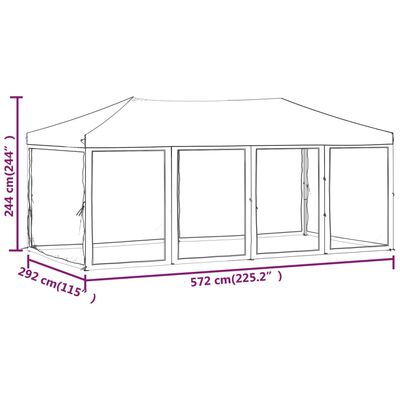 vidaXL Tente de réception pliable avec parois Anthracite 3x6 m