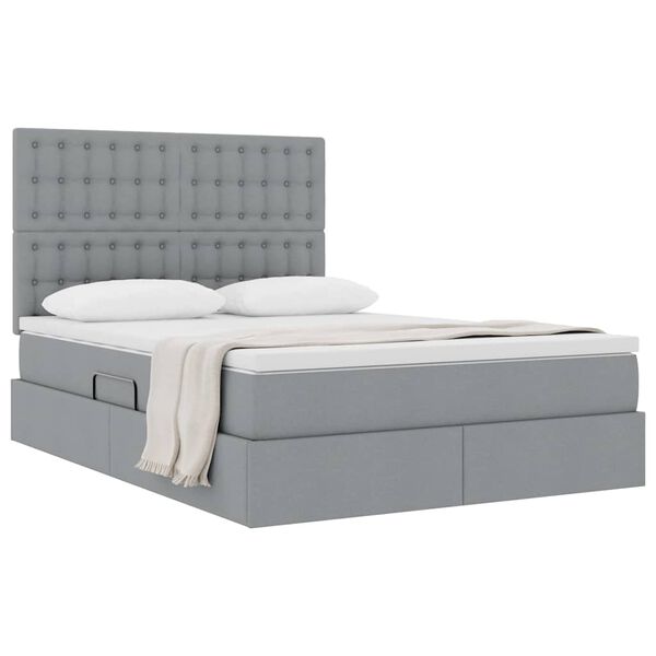 vidaXL Lit avec rangement et matelas Gris clair 140 x 200 cm Polyester