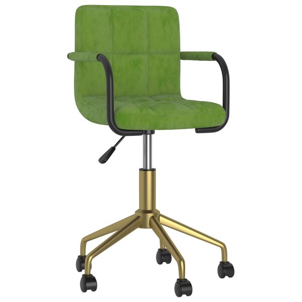 vidaXL Chaise pivotante de salle &agrave; manger Vert clair Velours