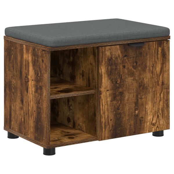 vidaXL Banc d'entr&eacute;e avec coussin Uni Ch&ecirc;ne fum&eacute; 60 x 38 x 46 cm