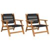 vidaXL Chaise de D&eacute;tente de Jardin 2 pc Noir Bois d'Acacia Massif
