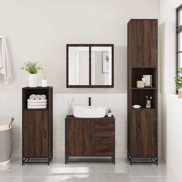 vidaXL Armoire de lavabo de salle de bain chêne marron 65x33x60 cm