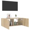 vidaXL Meuble TV mural avec lumi&egrave;res LED ch&ecirc;ne sonoma 80x35x31 cm