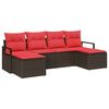vidaXL Ensemble de Canap&eacute;s 6 pc Marron et rouge polyrotin