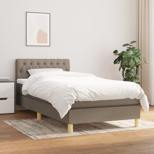 vidaXL Sommier &agrave; lattes de lit avec matelas Taupe 100x200 cm Tissu