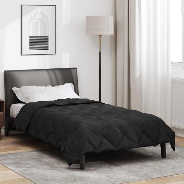vidaXL Duvet d'&eacute;t&eacute; simple Noir 200 x 155 cm Microfibre