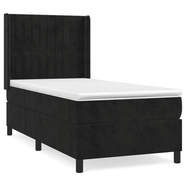 vidaXL Sommier &agrave; lattes de lit avec matelas Noir 90x190 cm Velours