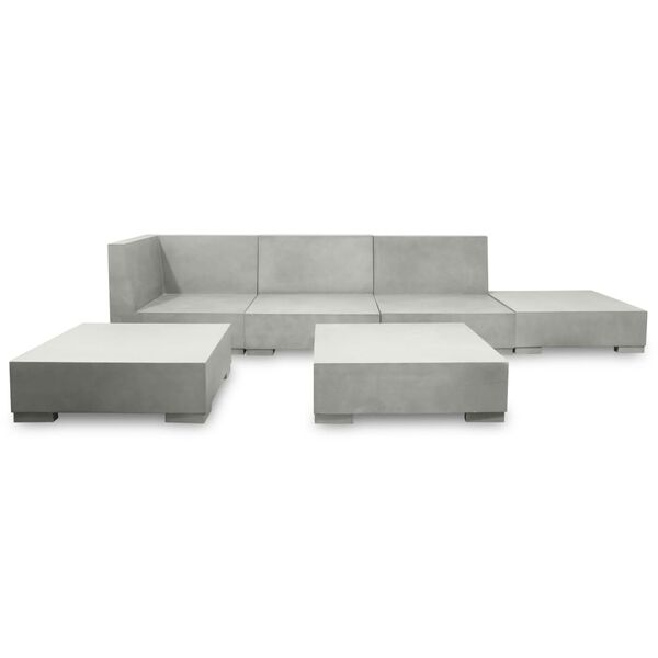 vidaXL Salon de jardin 6 pcs avec coussins gris b&eacute;ton