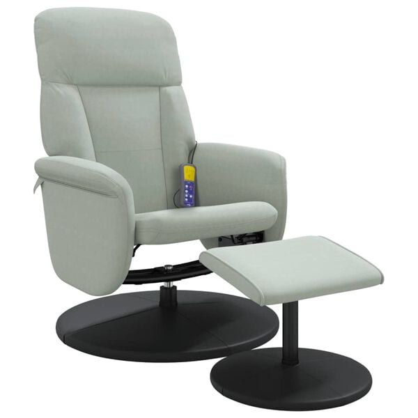 vidaXL Fauteuil inclinable de massage repose-pied gris clair velours