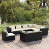 vidaXL Salon de jardin 9 pcs avec coussins Résine tressée Noir