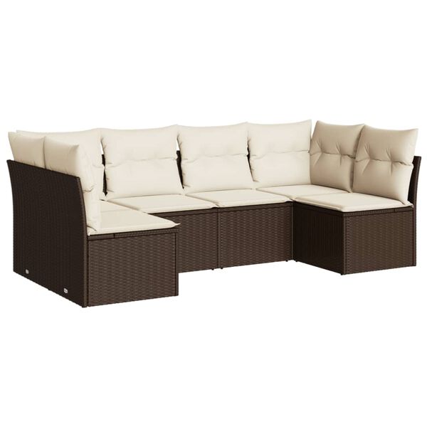 vidaXL Salon de jardin avec coussins 6 pcs marron r&eacute;sine tress&eacute;e