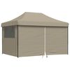 vidaXL Tente de r&eacute;ception pliable escamotable 4 parois lat&eacute;rales taupe