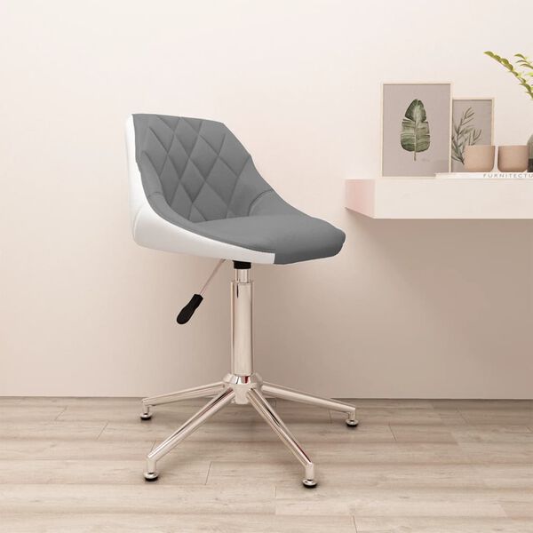 vidaXL Chaise de bureau pivotante Gris et blanc Similicuir