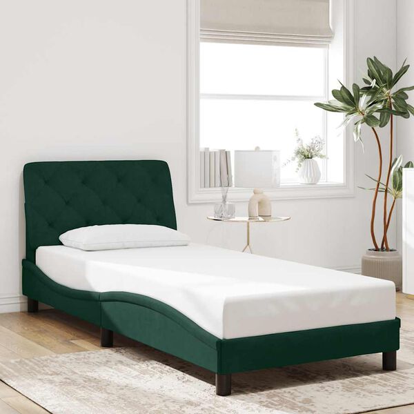 vidaXL Cadre de lit sans matelas vert fonc&eacute; 90x200 cm velours