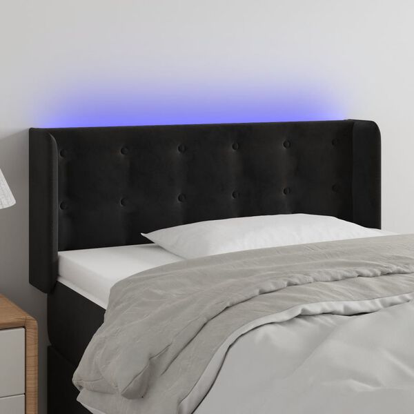 vidaXL T&ecirc;te de lit &agrave; LED Noir 83x16x78/88 cm Velours