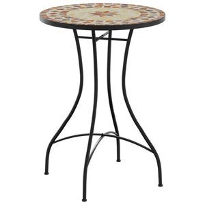 vidaXL Table de bistro mosa&iuml;que terre cuite blanc &Oslash;50x70 cm c&eacute;ramique