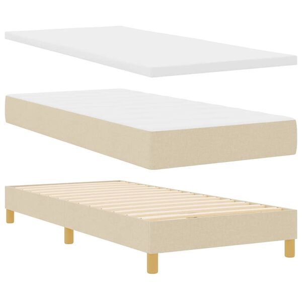 vidaXL Lit &agrave; ressorts avec matelas Cr&egrave;me 200 x 90 cm Polyester