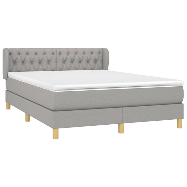 vidaXL Sommier &agrave; lattes de lit avec matelas Gris clair 140x190cm Tissu
