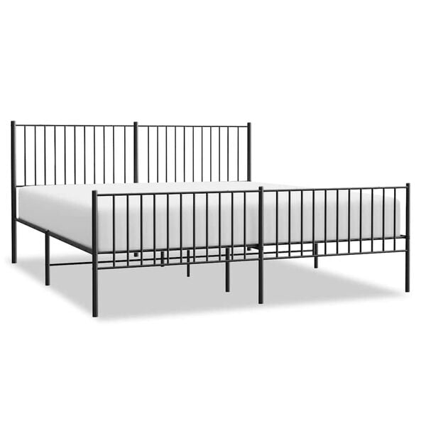 vidaXL Cadre de lit m&eacute;tal sans matelas avec pied de lit noir 183x213cm