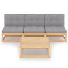 vidaXL Salon de jardin 4 pcs avec coussins Bois de pin massif
