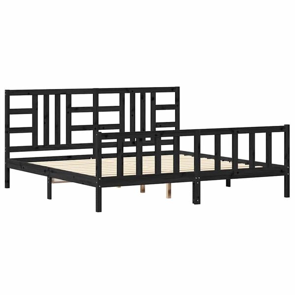 vidaXL Cadre de lit sans matelas noir 200x200 cm bois massif de pin