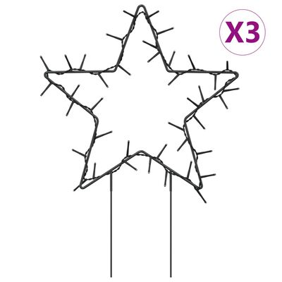 vidaXL Décoration lumineuse étoile de Noël piquets 3 pcs 50 LED 29 cm