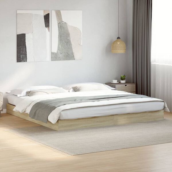 vidaXL Cadre de lit sans matelas ch&ecirc;ne sonoma 200x200 cm
