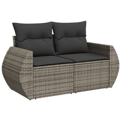 vidaXL Salon de jardin avec coussins 7 pcs gris résine tressée