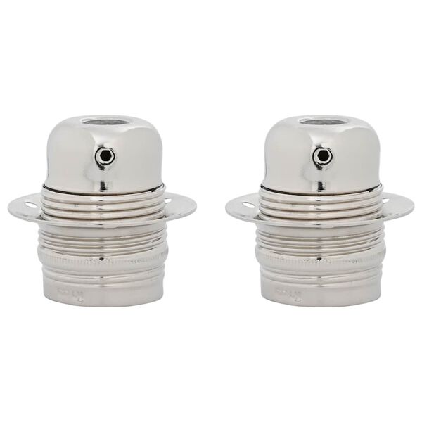 vidaXL Douilles de lampe 2 pcs nickel satin&eacute; E27