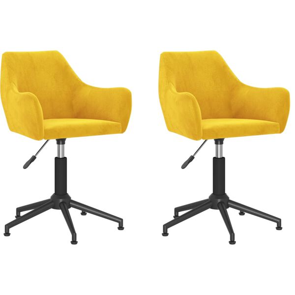 vidaXL Chaises &agrave; manger pivotantes lot de 2 jaune moutarde velours