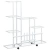 vidaXL Support pour plantes sur roues 94,5x25x92,5 cm Blanc M&eacute;tal