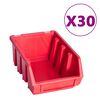 vidaXL Kit de bacs de stockage et panneaux muraux 136pcs rouge et noir