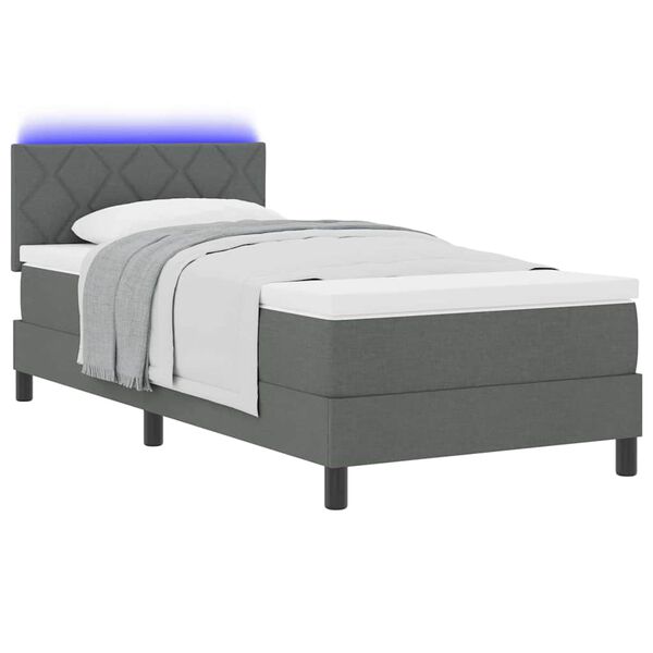 vidaXL Lit &agrave; ressorts avec matelas Gris fonc&eacute; 90 x 200 cm tissu