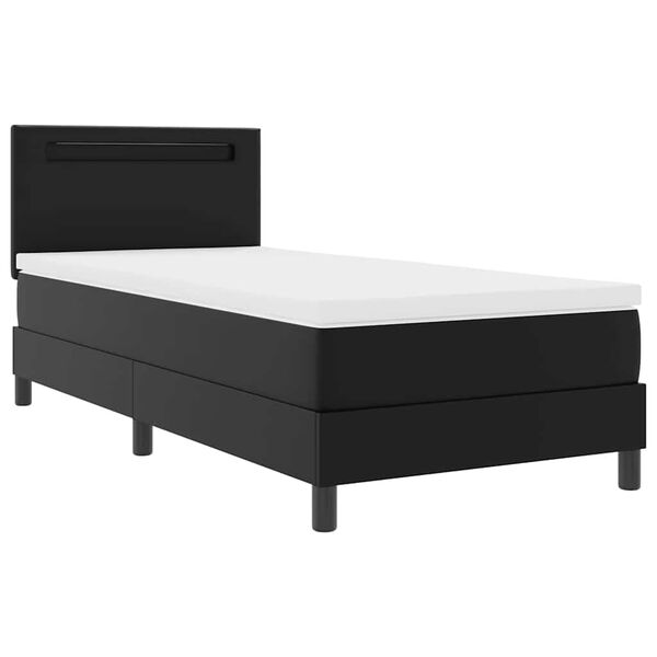 vidaXL Cadre de lit avec matelas Noir 90 x 190 cm Faux cuir