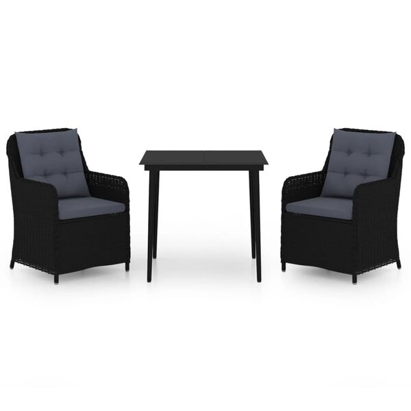 vidaXL Ensemble &agrave; manger de jardin 3 pcs Noir