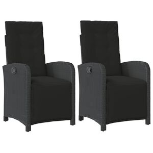 vidaXL Chaises inclinables de jardin lot de 2 repose-pied noir rotin