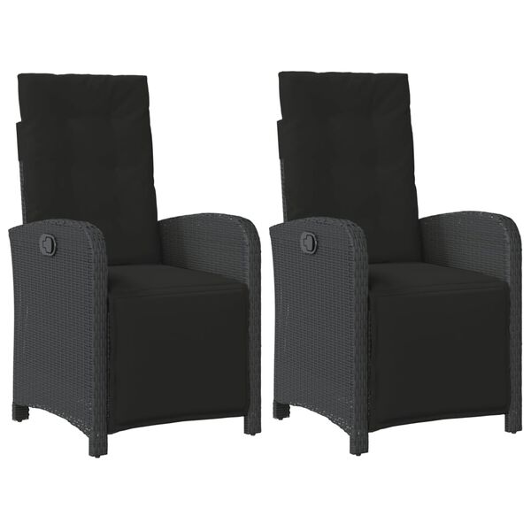 vidaXL Chaises inclinables de jardin lot de 2 repose-pied noir rotin