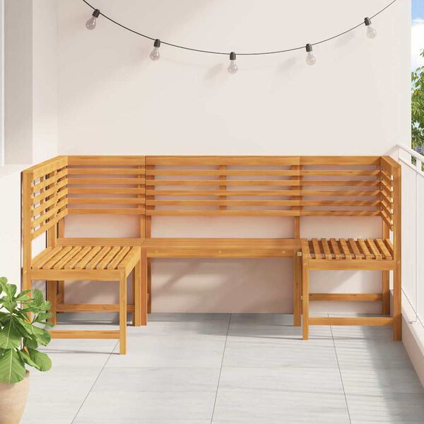 vidaXL Ensemble de banc de jardin 3 pcs Marron Bois d'Acacia Massif