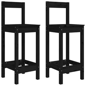 vidaXL Chaises de bar lot de 2 noir 40x41,5x112 cm bois de pin solide