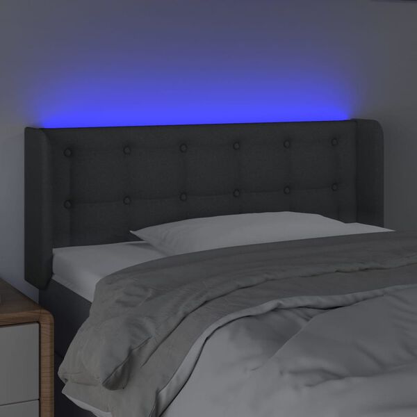 vidaXL T&ecirc;te de lit &agrave; LED Gris fonc&eacute; 83x16x78/88 cm Tissu