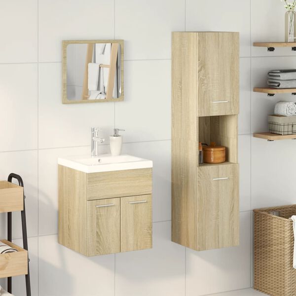 vidaXL Ensemble de meubles de salle de bain 4 pcs chêne sonoma