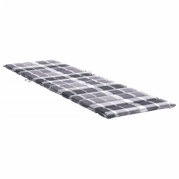 vidaXL Coussin de chaise longue motif &agrave; carreaux gris 200x50x3 cm