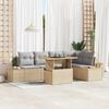 vidaXL Ensemble de canap&eacute; de jardin 6 pcs Beige Poly rotin