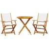vidaXL Ensemble de bistro 3 pcs blanc cr&egrave;me tissu et bois massif